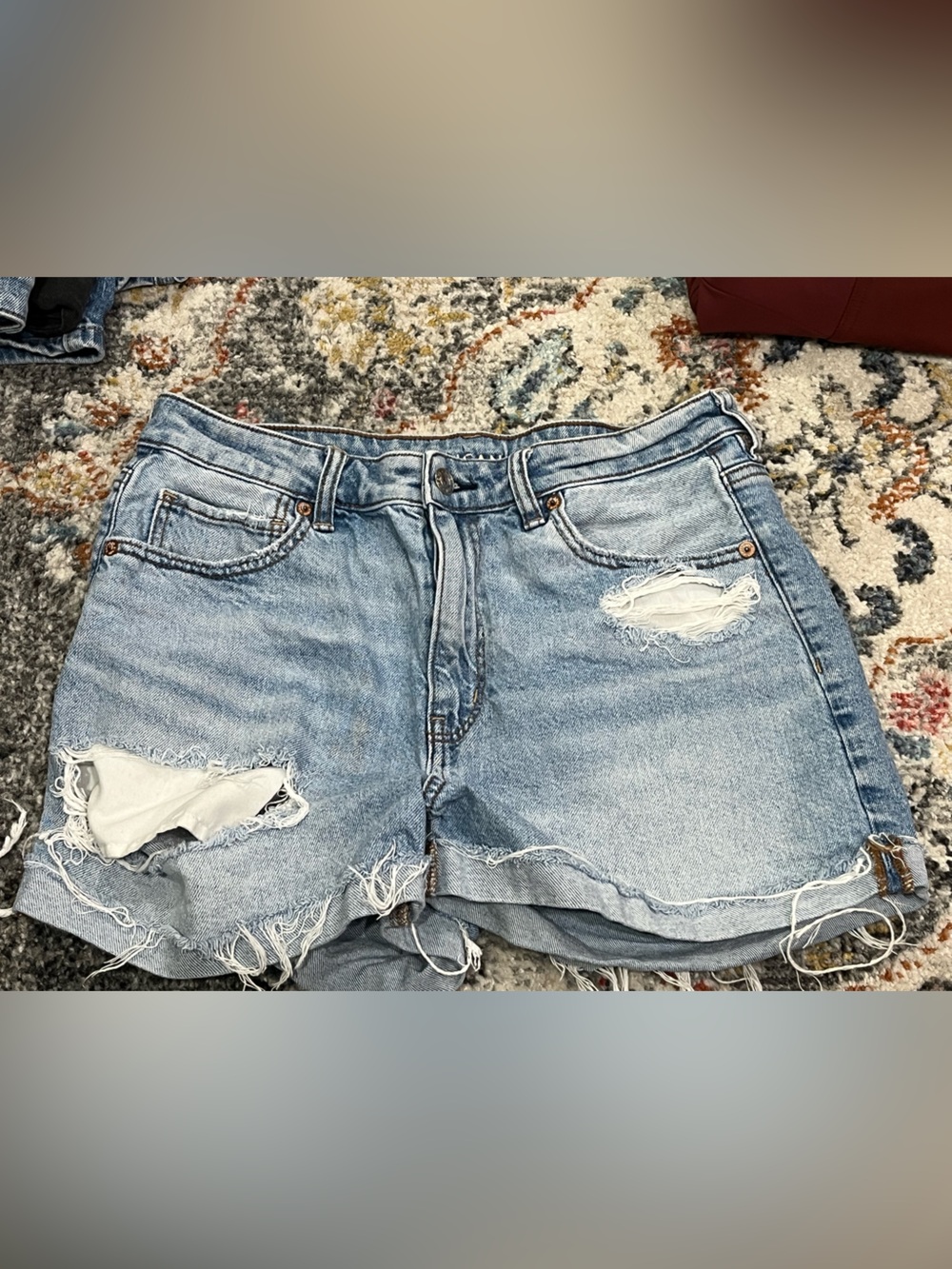 American Eagle Outfitters Light Wash Distressed Denim Shorts